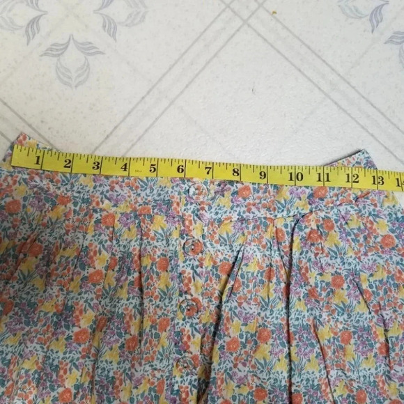 𝅺Free People Cottage Core Floral Button  Front Skirt Mini 4 - Picture 11 of 11